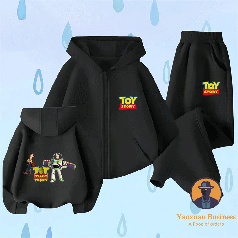 

Hot Sale Toy Story Girls Kids Zip Up Hoodie Set Cute Cartoon Printed Warm Windproof Autumn Winter New