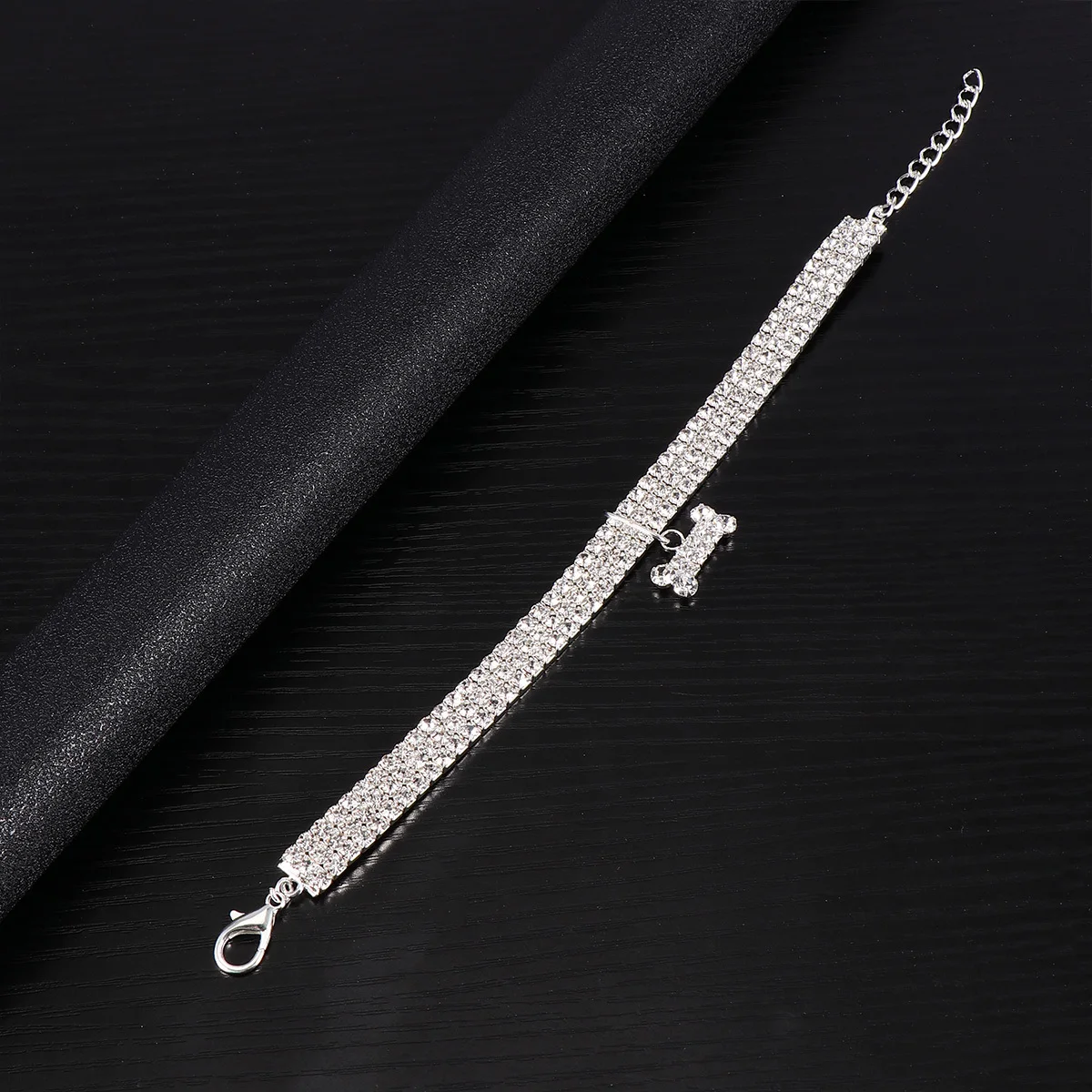 

Adjustable Rhinestone Dog Collar White Size Crystal Pet Necklace For Small Dogs Pet Supplies Dog Collar
