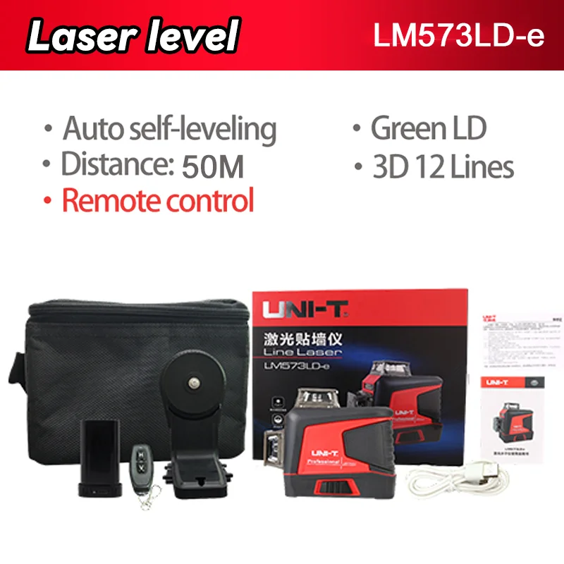 UNI-T LM573LD LM575LD LM576LD E Ferramenta de nível a laser 12 16 linhas 360 Autonivelante Medidor de nível a laser verde profissional