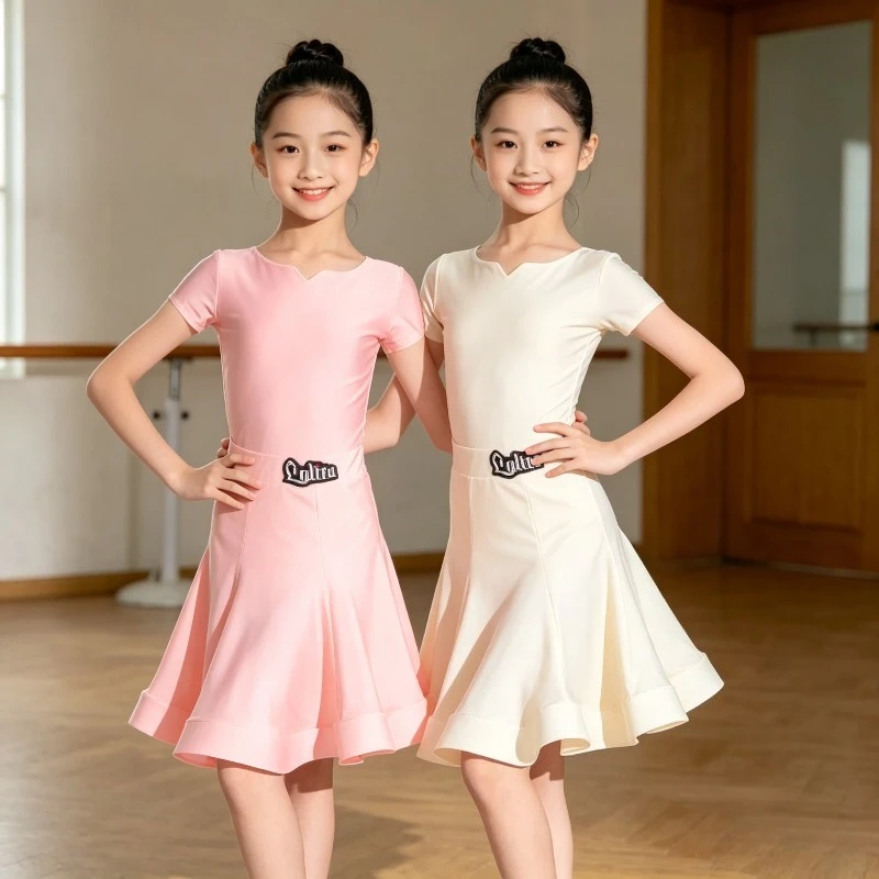 

Girls' Glossy Latin Dance Dress, Long Sleeve for Kids Cha Cha Rumba Competition & Training Performance Accessories Dance Wear
