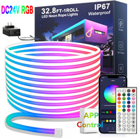 10M/20M/30M RGB LED Neon Rope Lights Music Sync Control with App/Remote Flexible Lamp Color Change Waterproof for Indoor Outdoor