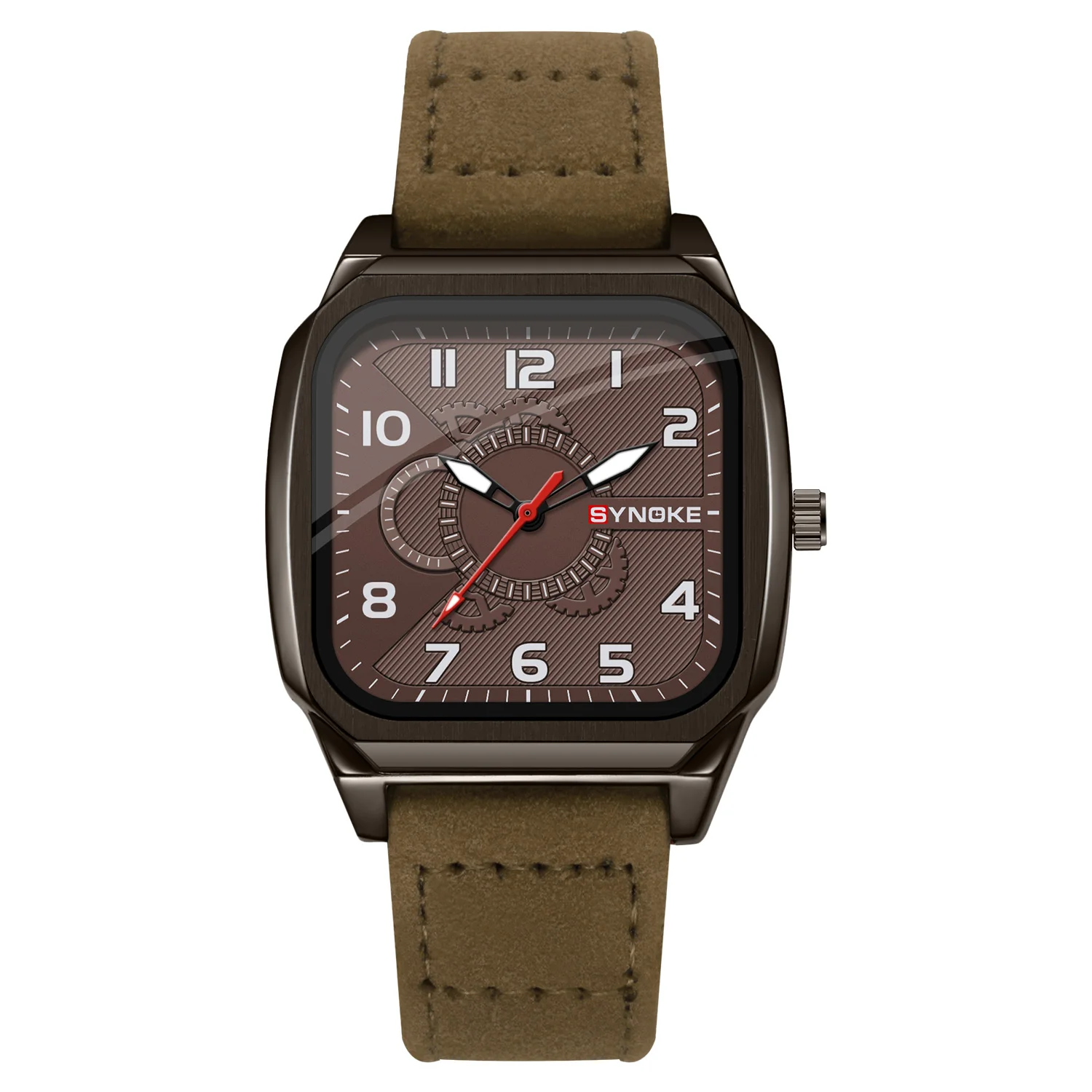 Quartz Wristwatch, Brown PU Leather Strap Alloy Dial, Accurate Timekeeping, Elegant Accessory For Men