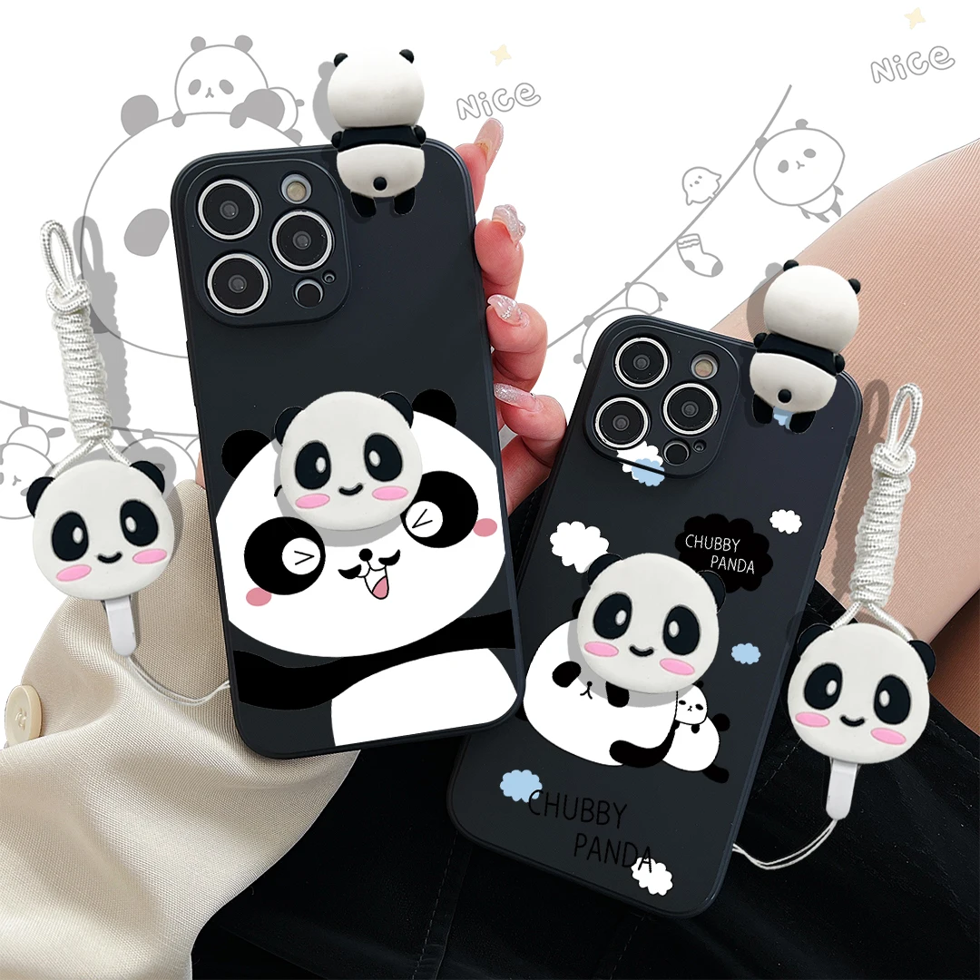 Funda con soporte y cuerda para Samsung Galaxy, S7, S8, S9, S10, S20, S21, S22, S23, S24 Plus, Ultra FE Winking Panda