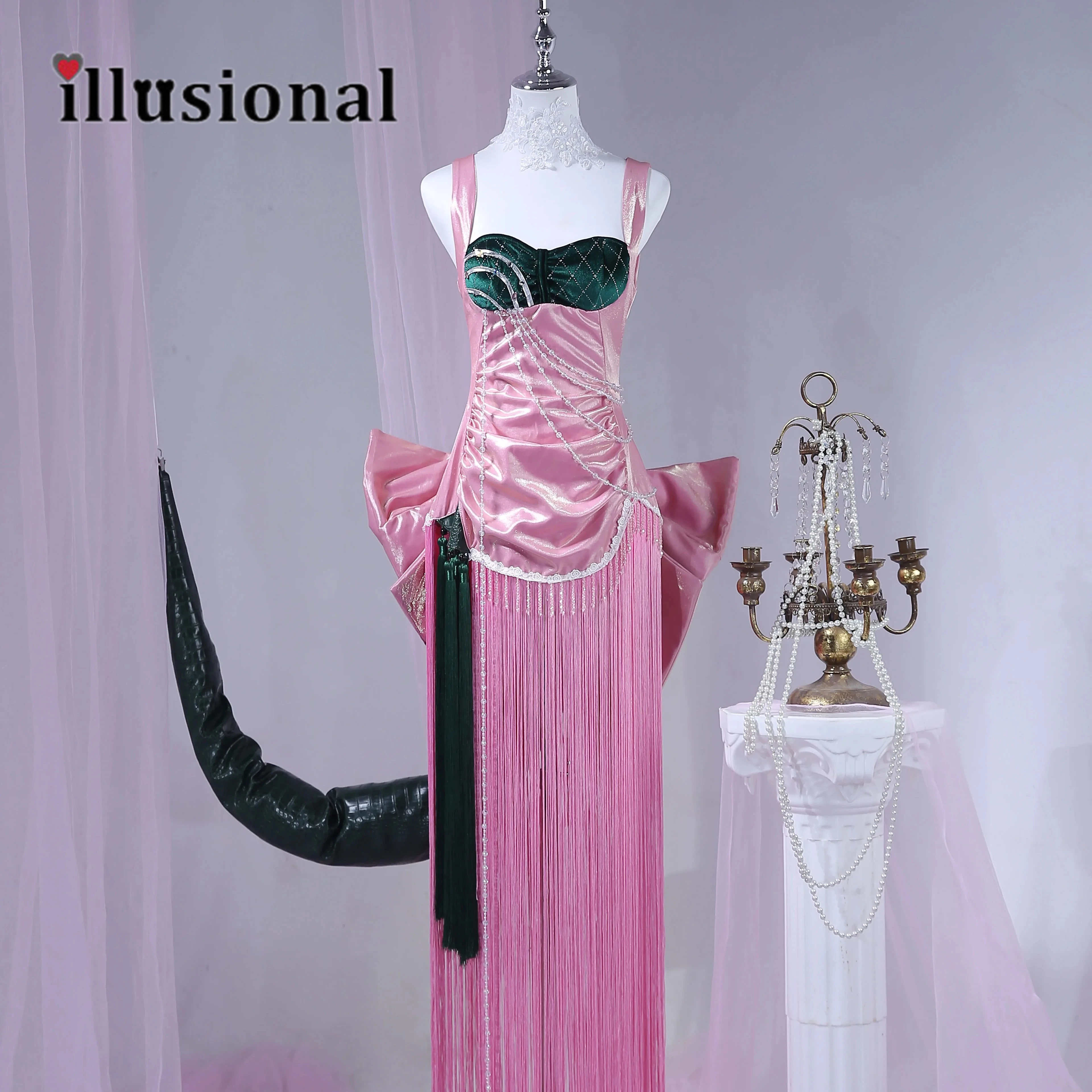 illusional Anime Reverse:1999 37 Anjo Nala Cosplay Costume Ms. Kimberly Nala Hari Sexy Pink Dress Female Halloween Costumes