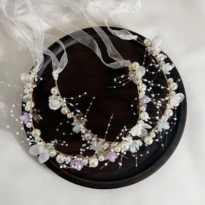 

Elf Fairy Headgear Flowing Sea Hairpin Forehead Headband Mori Fairy Beauty Children's Hair Shawl Wreath Floating Wedding