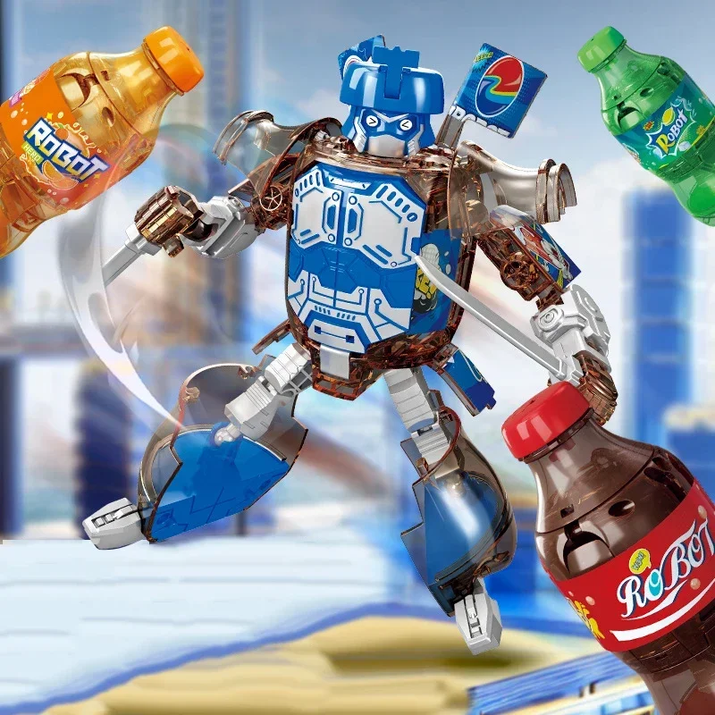 Robot de transformation de soda en bouteille, modèle de figurine de boisson créative, jouets amusants pour enfants, cadeaux d'anniversaire, décoration d'intérieur, nouveau style