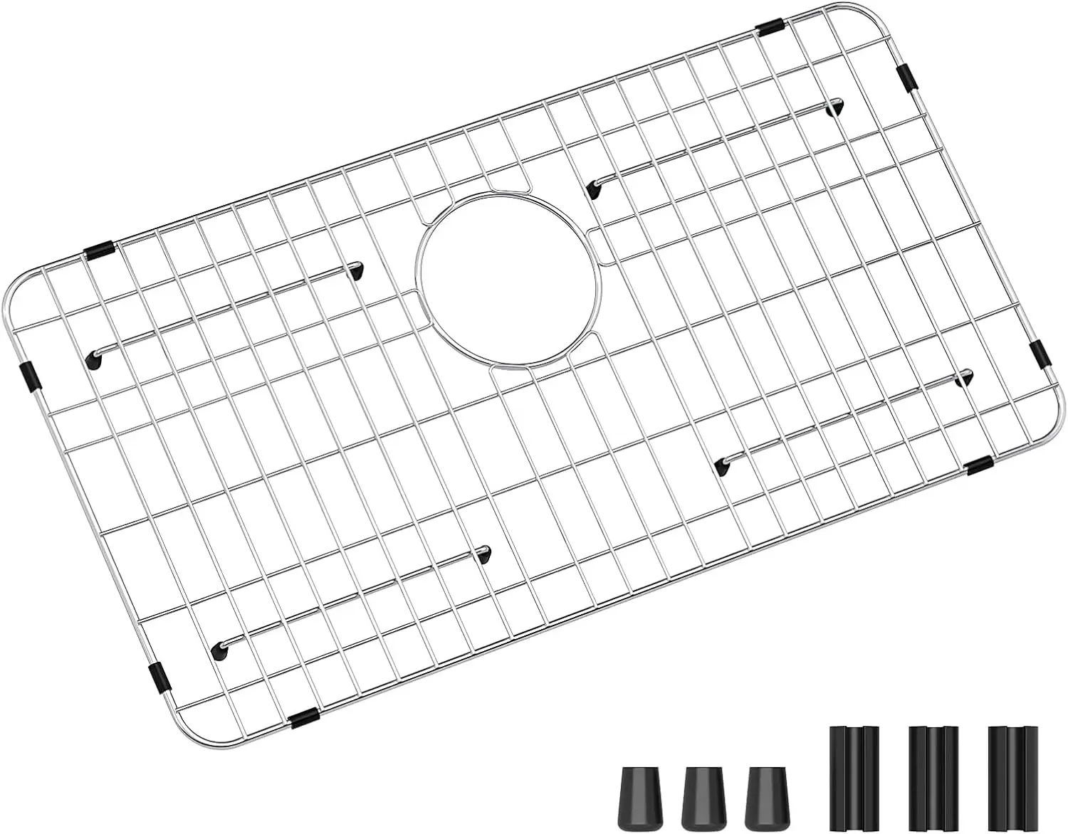 

Stainless Steel Sink Grid and Protectors for Bottom of Kitchen Sink, 26" x 14" with Rear Drain for Single Sink Bowl, for sink pr