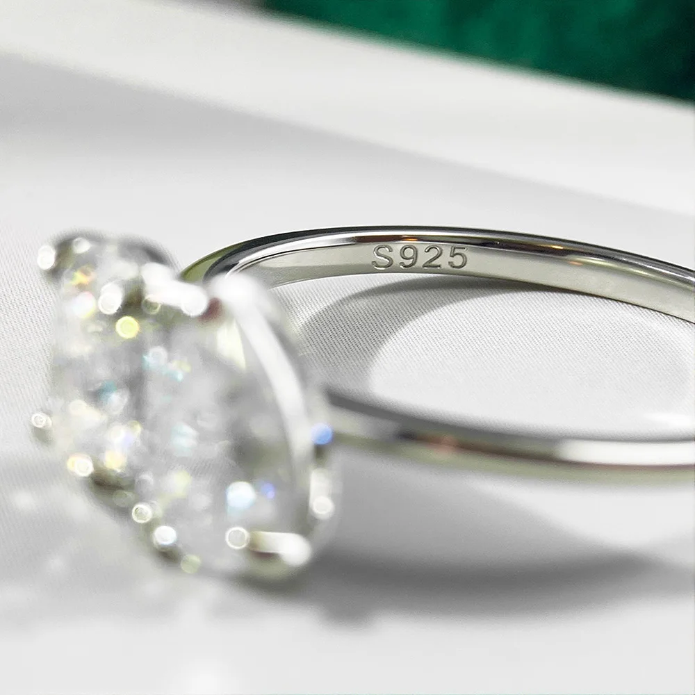 OEVAS 2 Stones Pear/Oval Cut 2ct Moissanite Rings S925 Silver Toi Et Moi Wedding Rings For Women Engagement Fine Jewelry Gift view 3