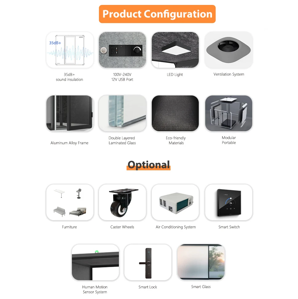 High-quality Aluminum Alloy Prefabricated Indoor And Outdoor Sound Insulation Conference Office Workshop