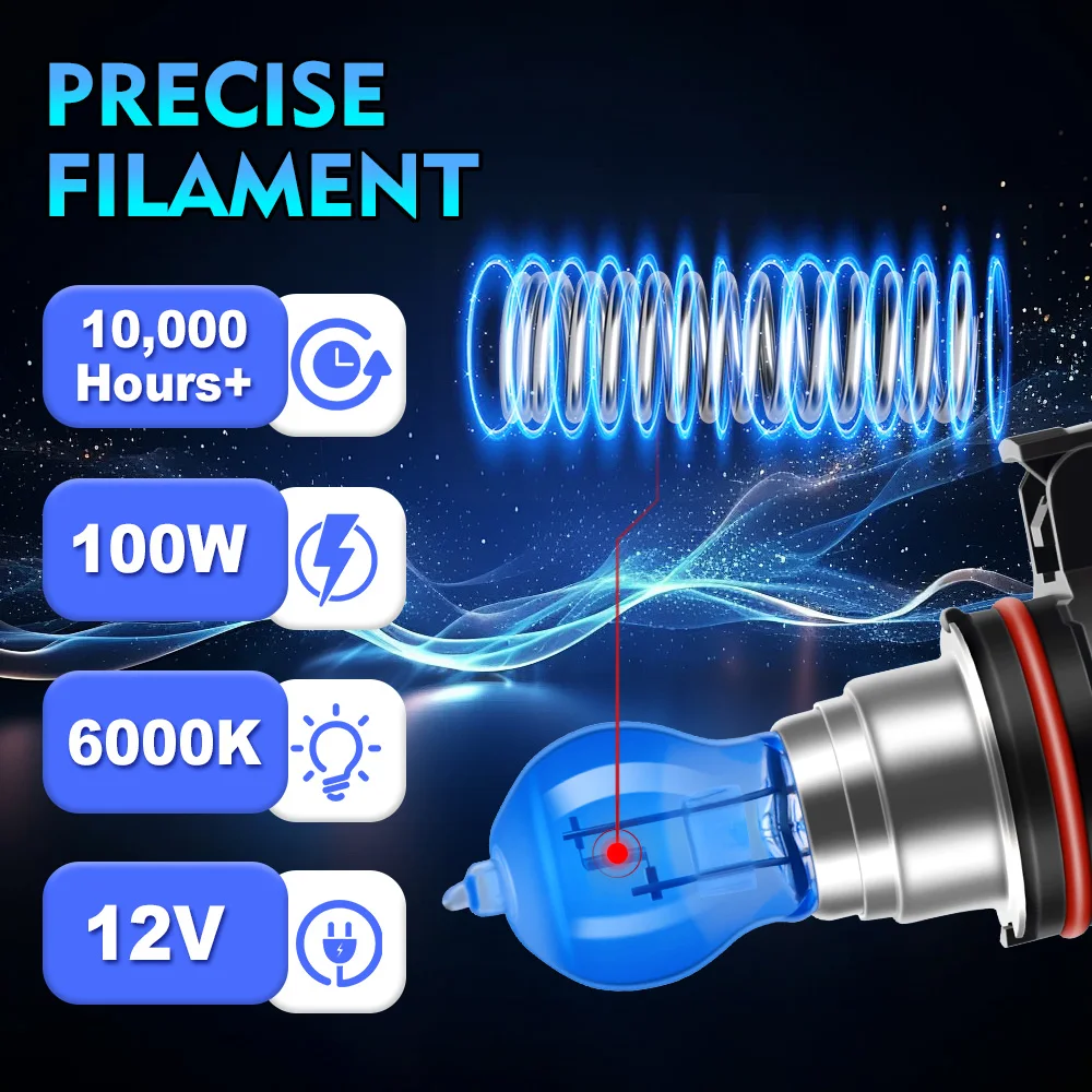 

2PCS H7 H4 100W Halogen Bulb H11 H1 9005 9006 9007 880 9012 Headlights 6000K Super White H8 H9 H11B H13 Auto Car Headlamp 12V