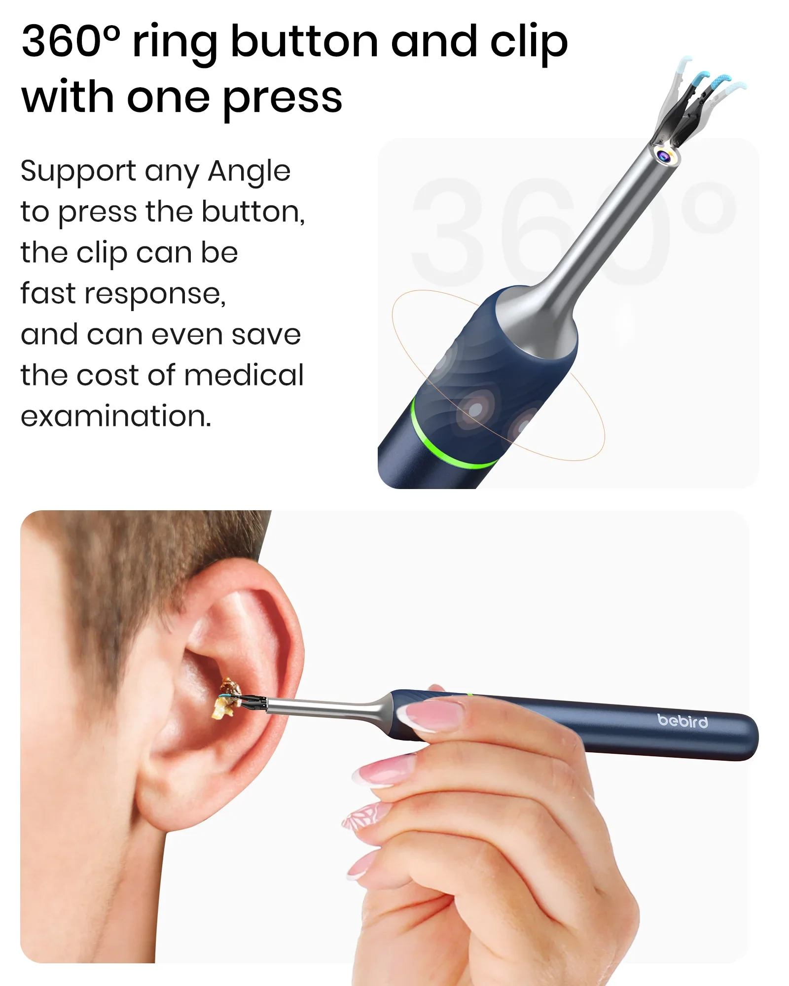 Bebird Smart Home Appliance Household Visual Ear Wax Remover Tweezers Tool with AI Ear Assessment