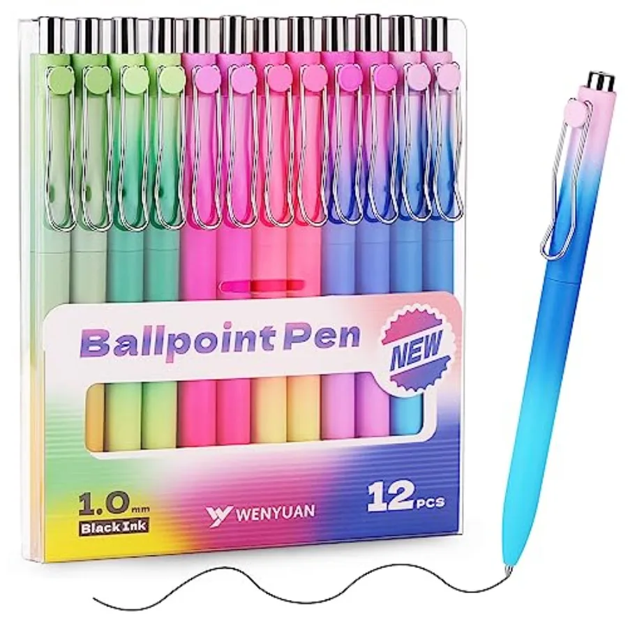 

Cute Pens, Pastel Ballpoint Pens Bulk, Fine Point Smooth Writing Pens, Colorful Pens, Black Ink 1.0 mm Journaling Pen, Office S