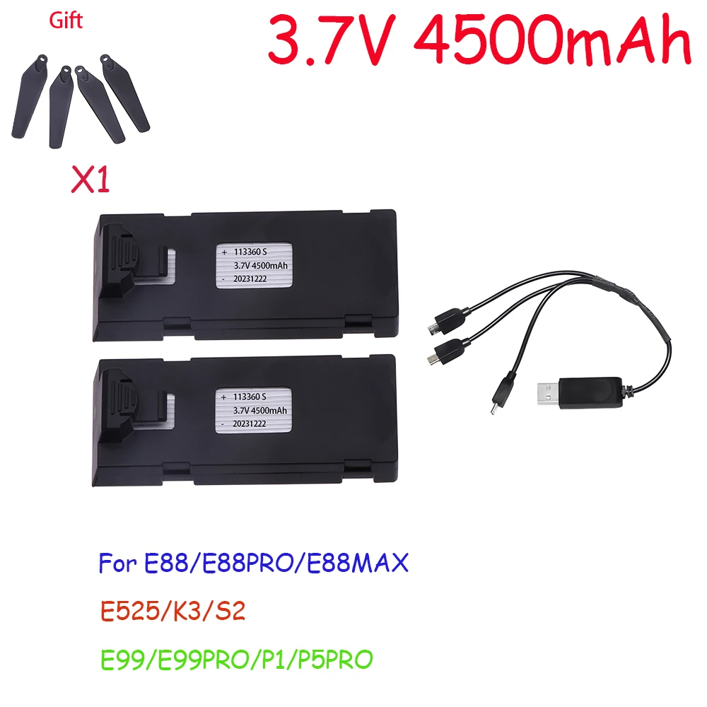 3.7V 4500Mah RC Drone Battery Accessory For E88 E88PRO E99 K3 Ls-E525 E525 PRO Mini Uav Drone Battery Special Battery Rc Parts