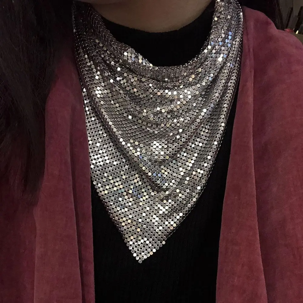 Headscarf Sequined Triangle Scarves Headkerchief Neck Wrap Bandanas Necklace Korean Style Shawl Headband Stage Performances