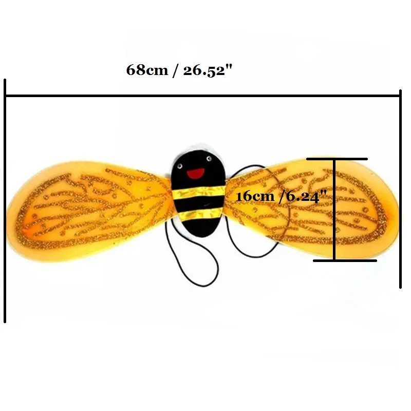 Children Girl Princess Bee Ladybug Wings Headband Magic Fairy Wand Prop Birthday Party Gift Christmas Halloween Costume Cosplay