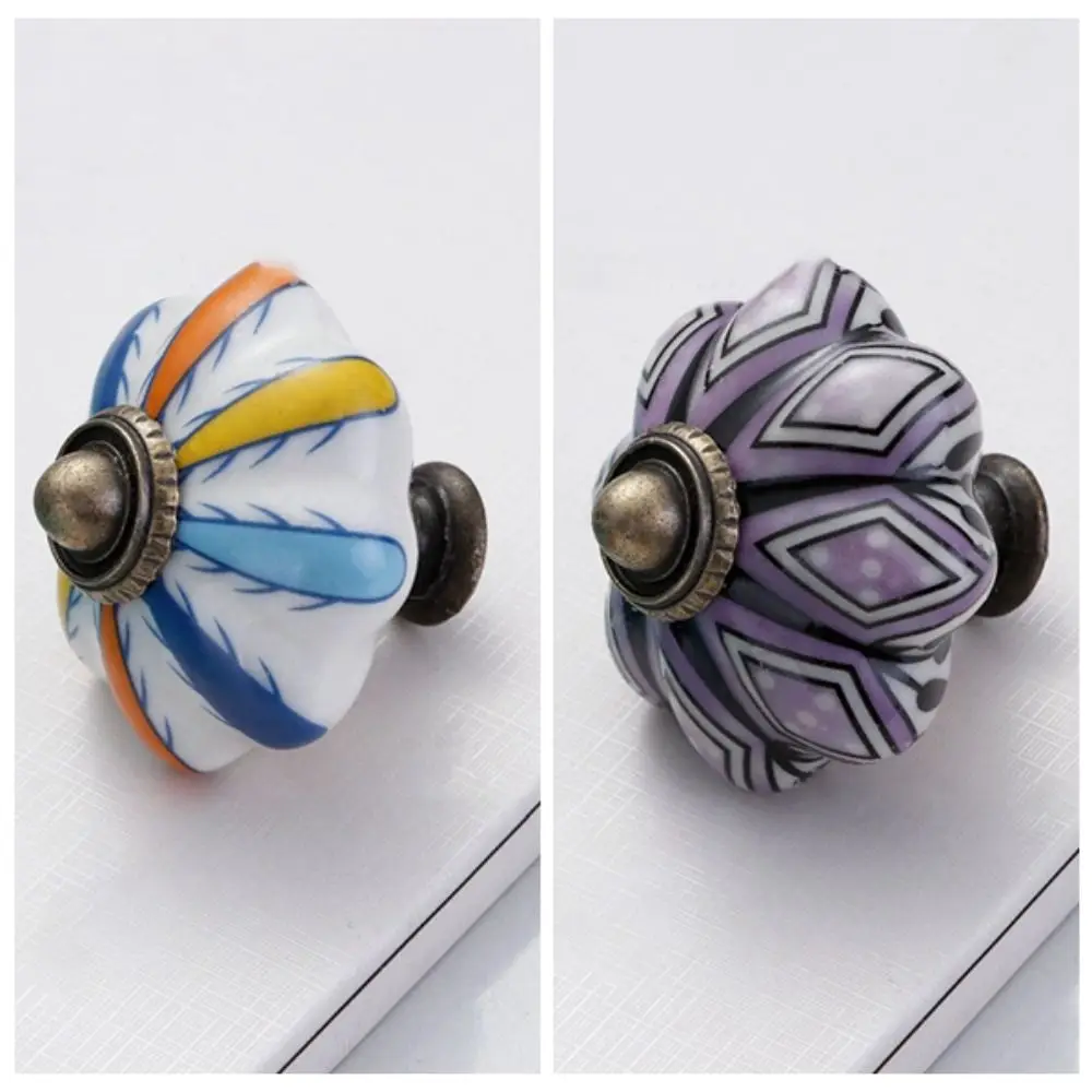 Керамика и сплавы, тыквенная ручка, несколько цветов, креативная винтажная дверная ручка, модная мебельная ручка с одним отверстием, комод