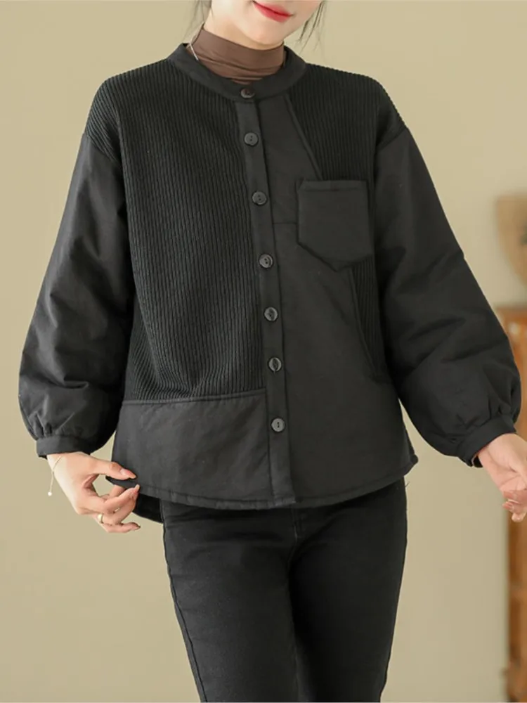 Oversized herfst winter patchwork jas dames vintage lange mouw dames jassen casual losse vrouw uitloper jas