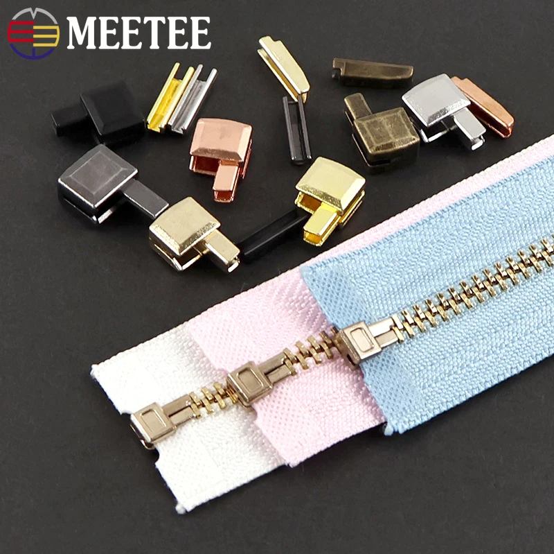 

50Sets 3#5#8#10# Non-Slip Stopper Metal Zipper Clothes End Lock Zippers Closure Head Zip Bottom Socket Repair Kits Accessories