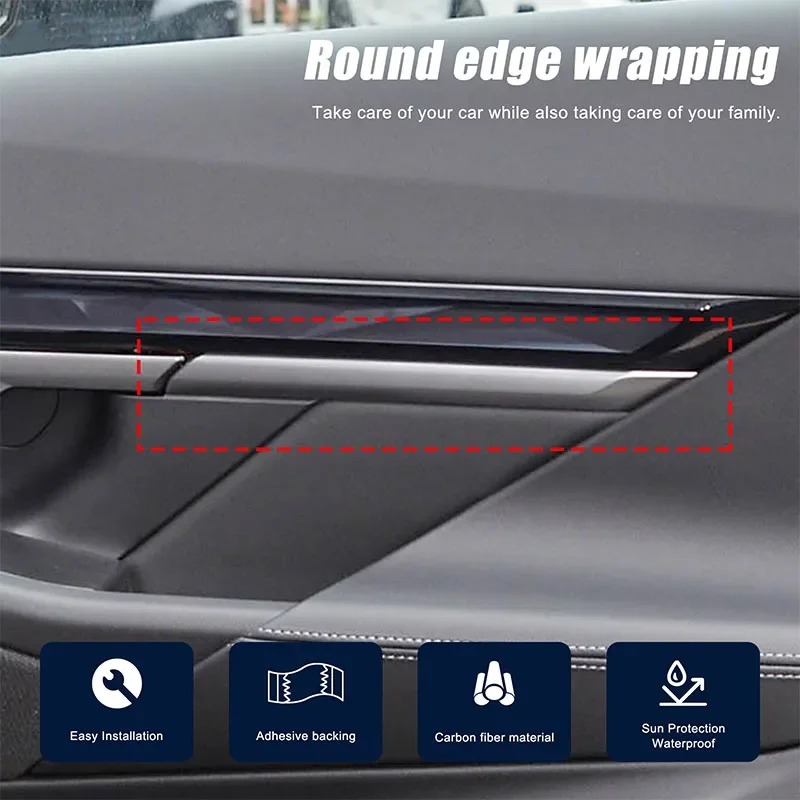 

For BMW 5 Series G60 2024 Real Carbon Fiber Car Door Inner Handle Behind Decorative Strips Stickers Interior Accessories 4Pcs