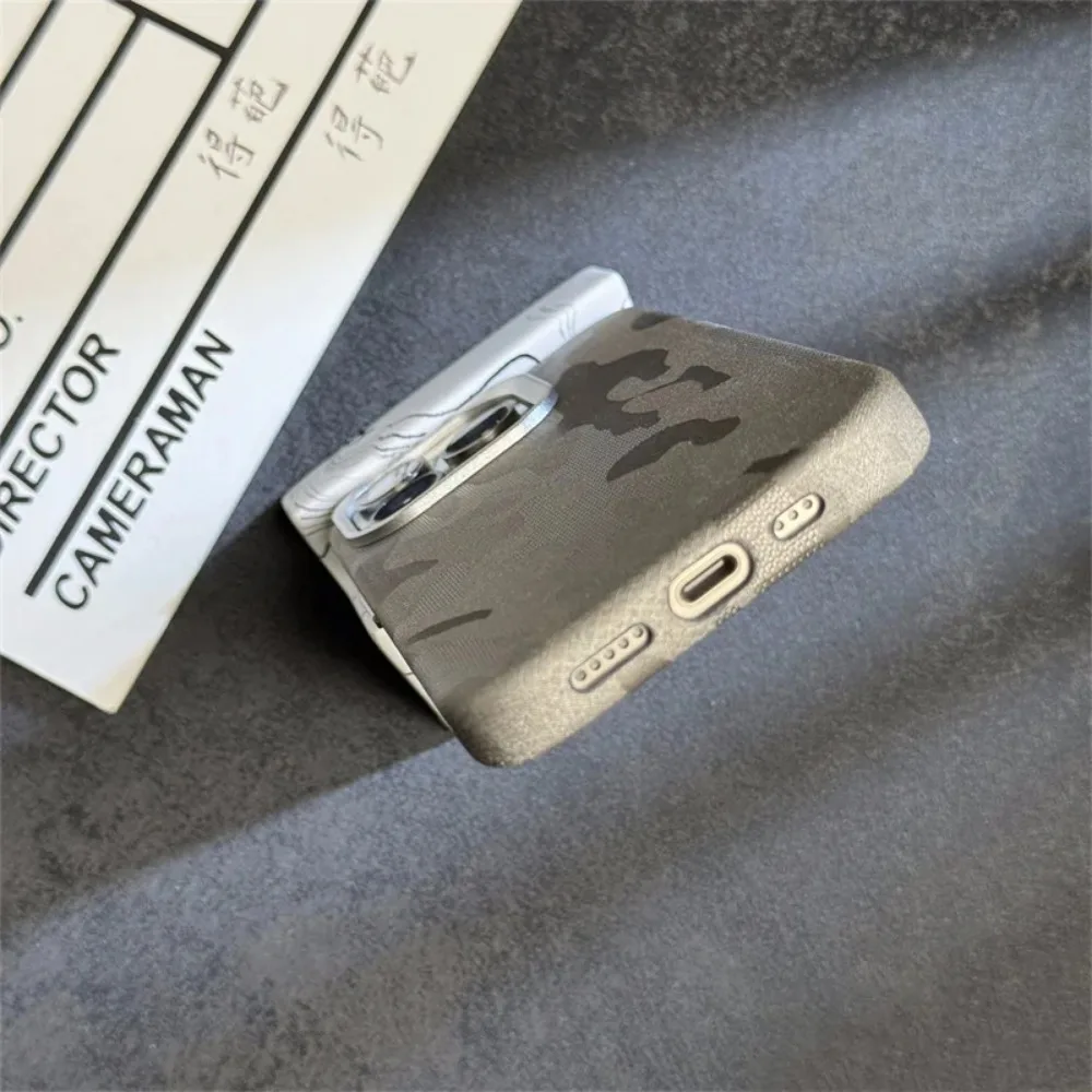 HOCE Camouflage Leather Magnetic For Magsafe Case For iPhone 17 16 15 14 13 12 Pro Max Metal Lens Frame Shockproof Hard Cover