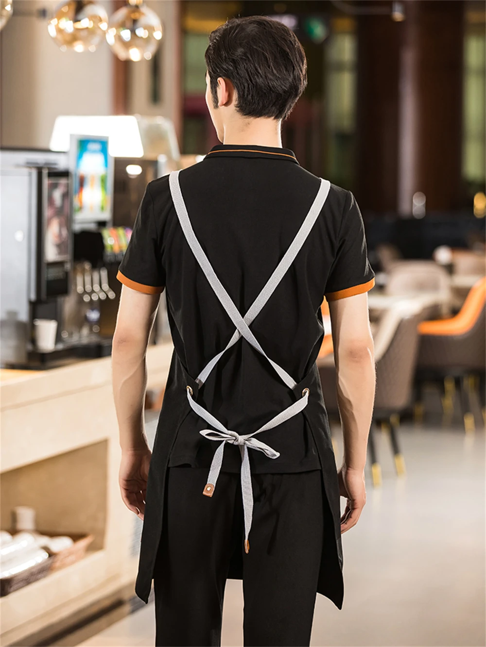 Fashion Waterproof Apron Canvas Adjustable Front Aprons Kitchen Cooking Baking Grill Bibs for Women Men Catering Waiter Uniform