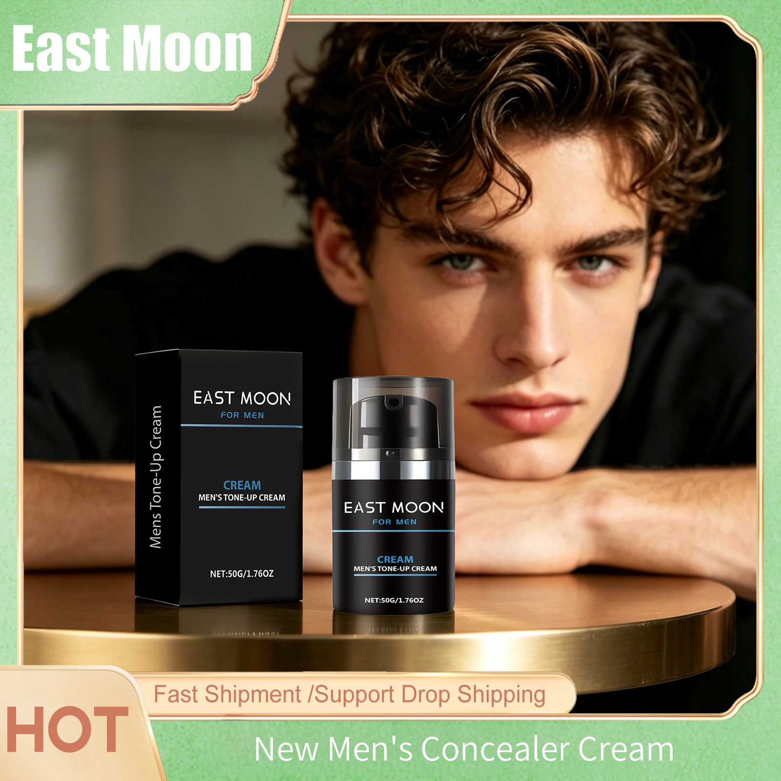 East Moon Men Tone-Up Makeup Cream Oil Control Easy Wear Nourish Brightening Dark Circles Waterproof Full Coverage Base BB Cream