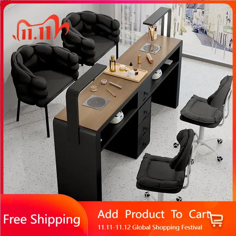 

Replica Chair Nail Desk Workstation Professional Reception White Nail Desk Dust Collector Show Tavolo Manicure Unique Furniture