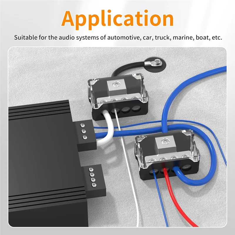 

4-полосный блок распределения питания автомобильной аудиосистемы, калибр 0/2/4, вход 4/8/10, выходной усилитель заземления, 2 шт.