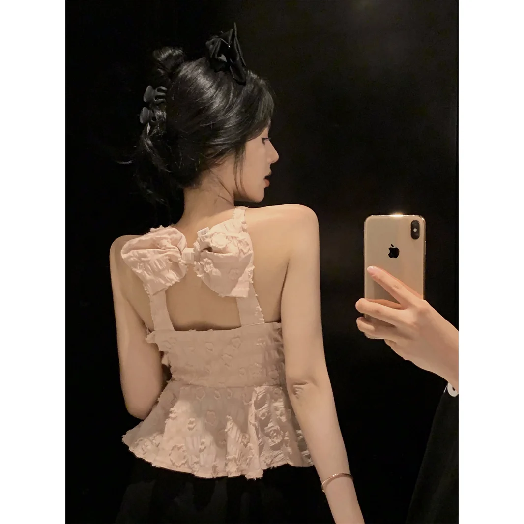 Short Beautiful Halterneck Top Women's Design Sense Summer Sweet Girl Pure Desire Suspenders