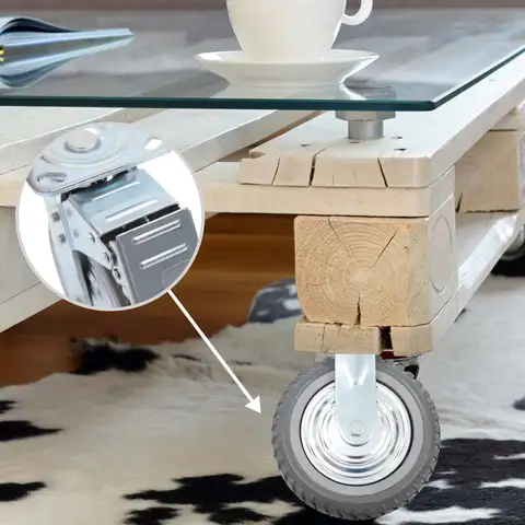 4 st. 8-tums dammtäta hanteringshjul med fasta + broms, kraftiga solida länkhjul 8 best sales 8-tums hjul - №1