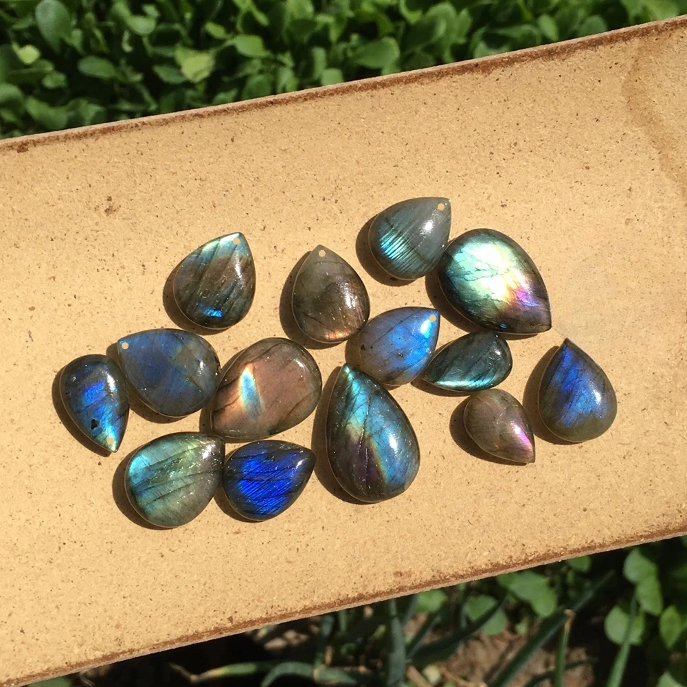 Natural Rainbow Light Stretching Stone Droplet Jewelry Accessories Raw Stone Polishing Bare Stone DIYShining Pendant Ring Bastet