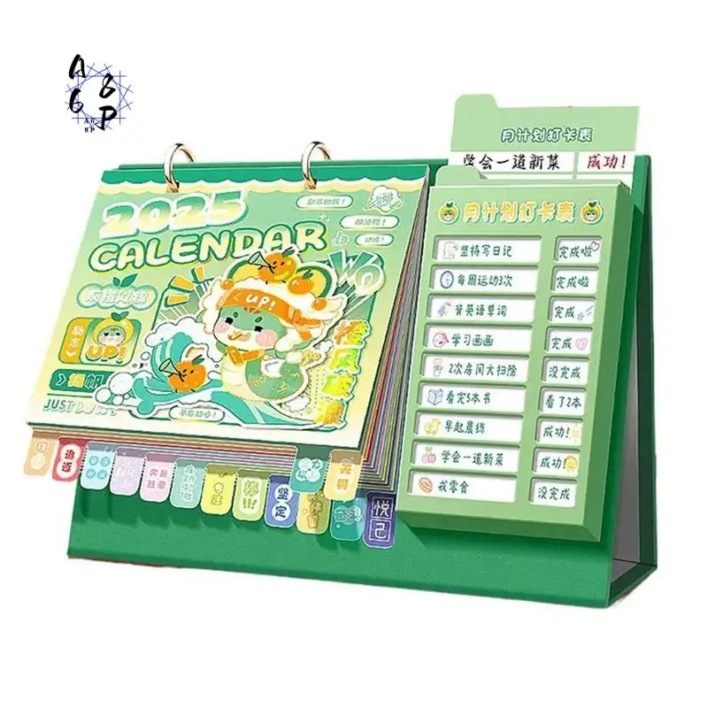 A68P-2025 Desk Calendar Year Of The Snake Tabletop Flipes Monthly Calendar Schedules Planner With Labels For Kids Planning