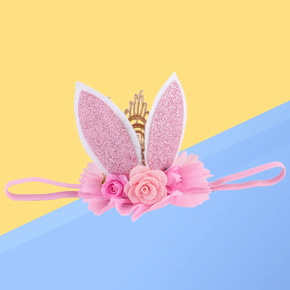 

Light Pink Rabbit Ears Crown Headband for Baby Girls Girls Headband Crown Kids Headdress Birthday Gift Kids Headdress