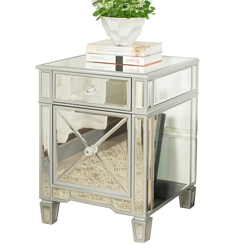 

Simple modern mirror light luxury bedside small cabinet small Nordic bedside table