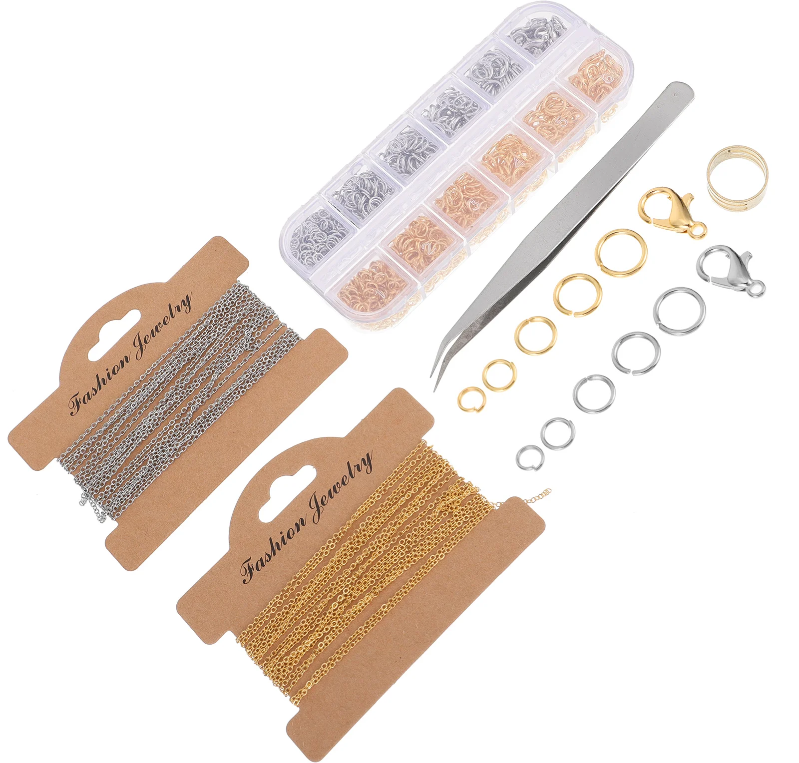 

1_5mm Flat Cross Copper Coated Iron Chain White Gold Color 3M Each Open Rings Lobster Clasps DIY Jewelry Making Supplies
