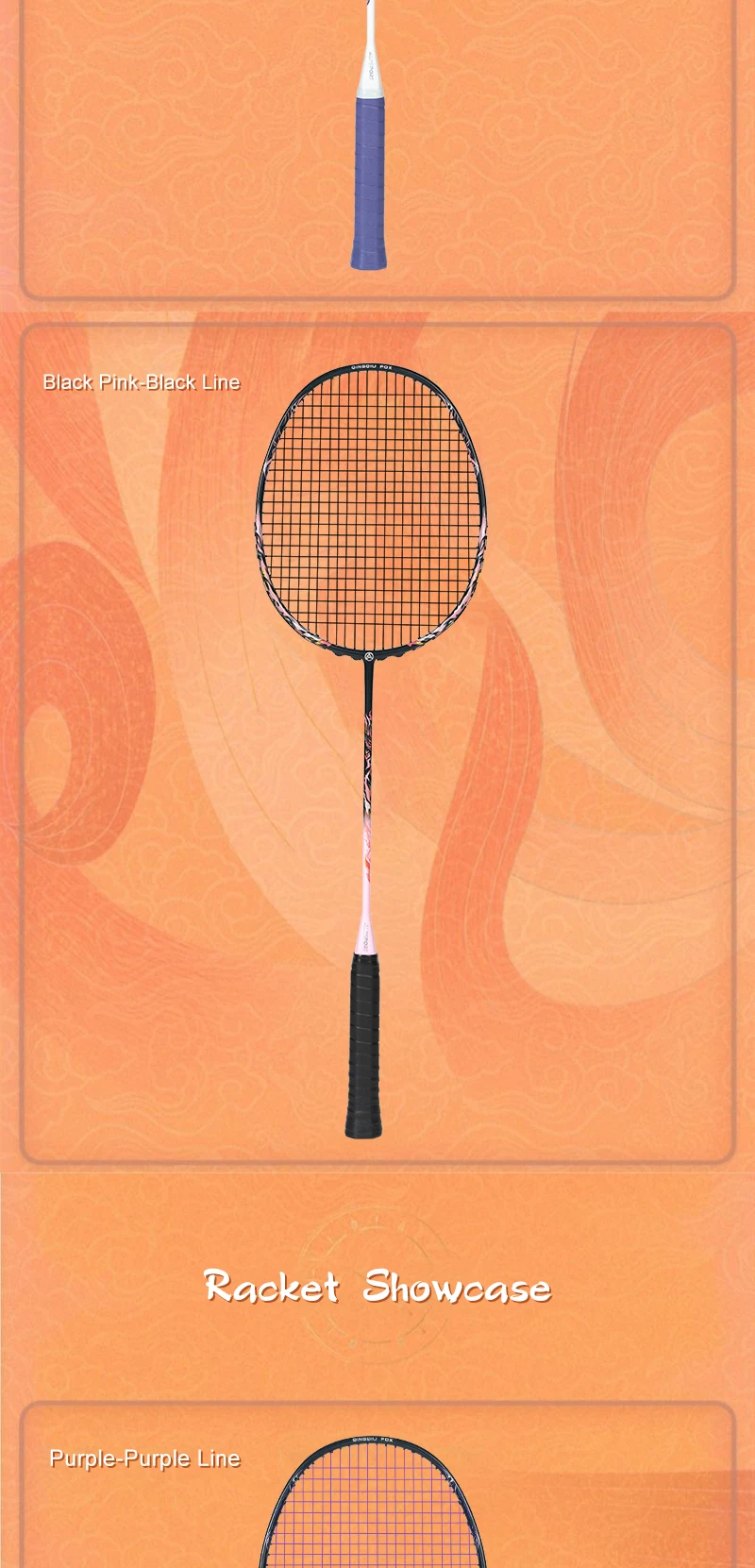 ALPSPORT Badmintonschläger AIR-FOX 8U G6 Ultraleichter 62 g T800 Kohlefaser Max. 30 lbs Lila/Schwarzer Schläger – Detail 11