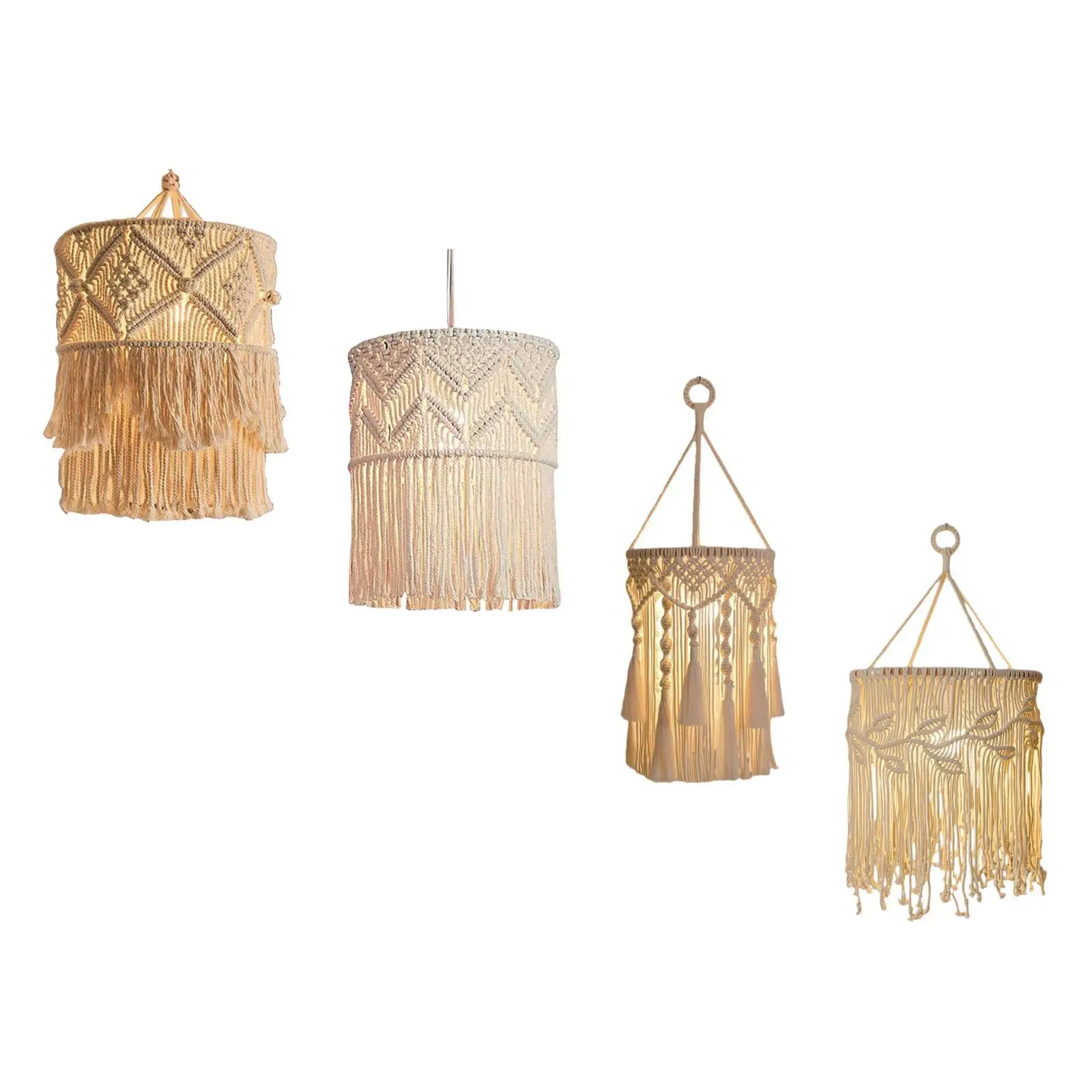 Pantalla de lámpara colgante de macramé, decoración Bohemia, borla colgante, cubierta de luz colgante para habitación, oficina, dormitorio, hogar