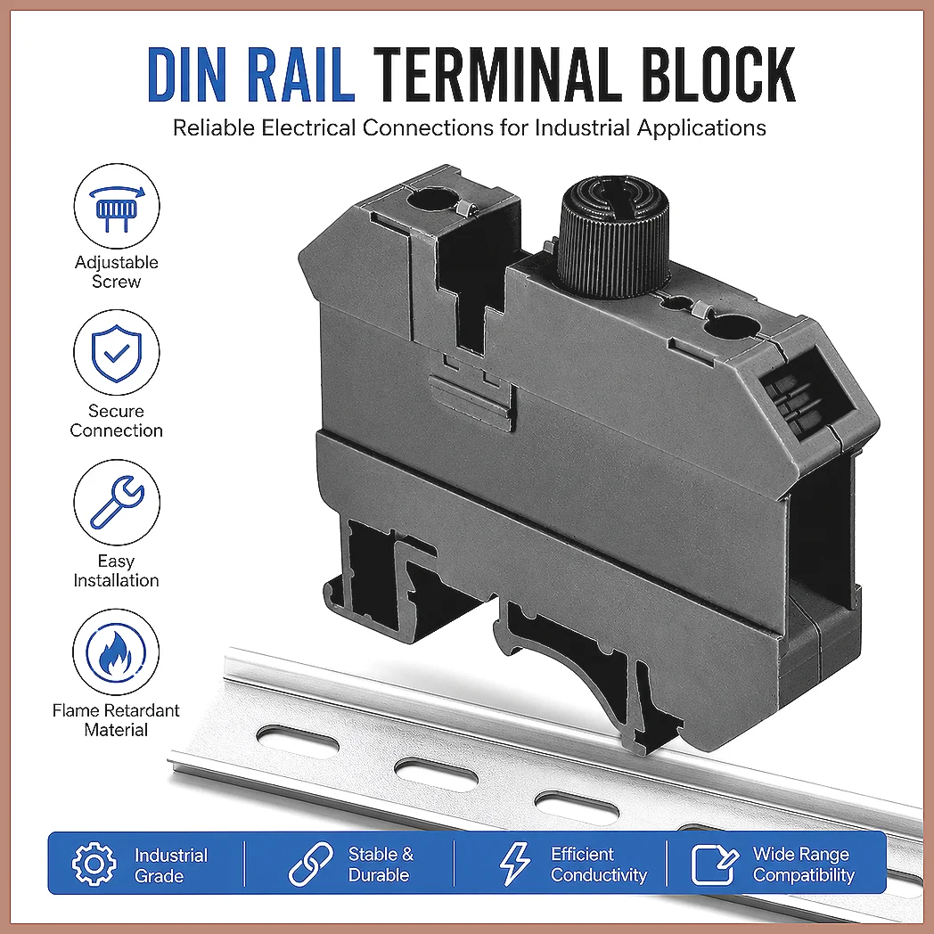 UK10 DIN Rail Fuse Holder Terminal Block 1/2/5Pcs Black Grey 10AWG Connector for Home Appliances Electrical Distribution