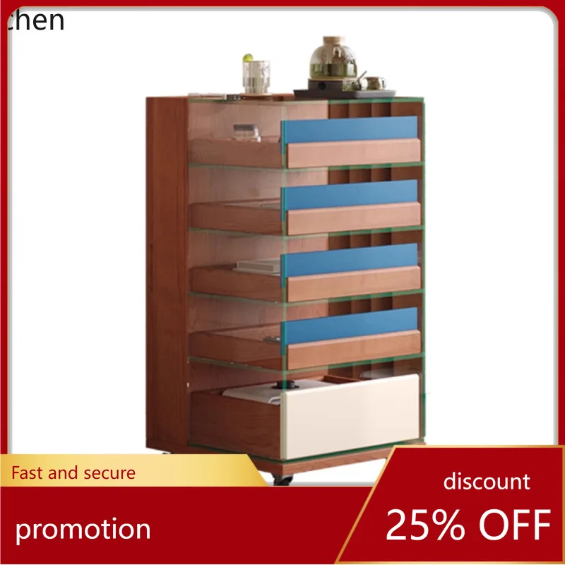 

HT Solid Wood Sofa Side Table Chest of Drawers Living Room Wall Storage Cabinet Home Bedroom Bedside Cabinet