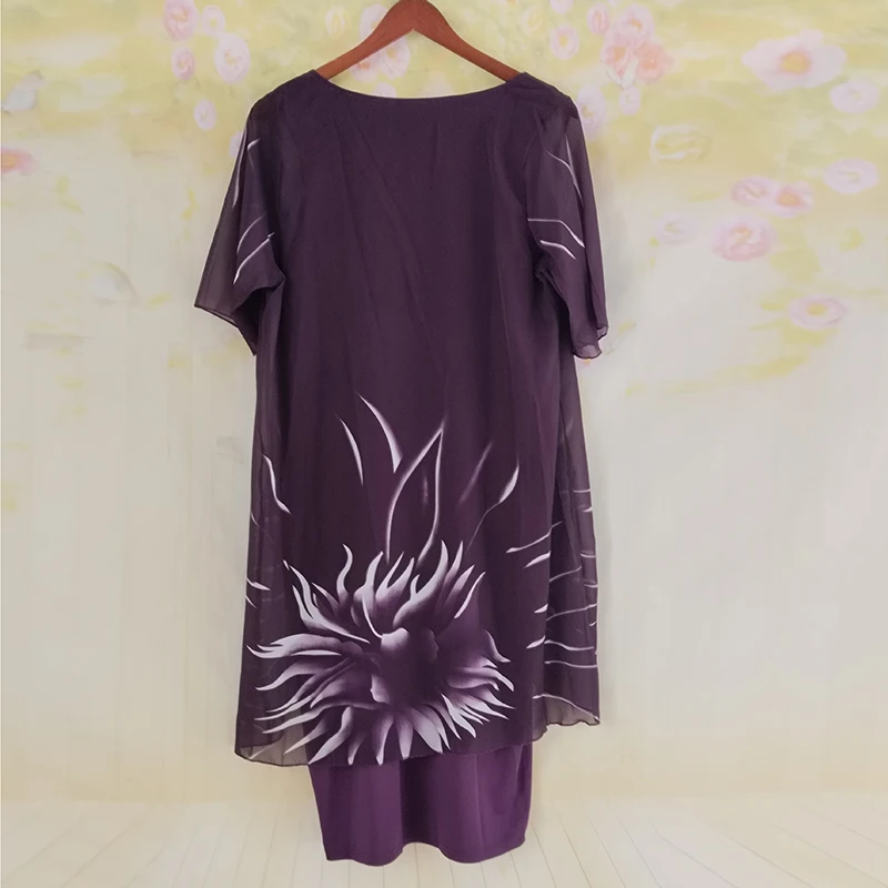 فستان أنيق بمزاج كبير للنساء بياقة دائرية وأكمام قصيرة فستان حفلات مطبوع عليه زهور فستان ميدي أنيق للنساء بوهو #6