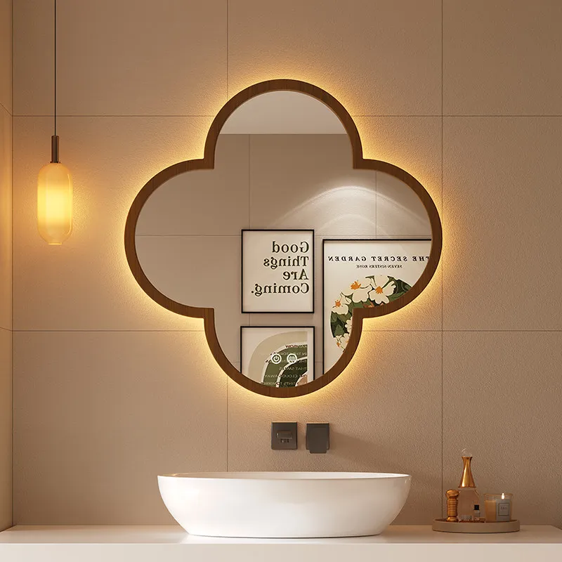Modern Art Mirror Aesthetic Girls Small Dressing Table Funky Mirror Cute Self Adhesive Spiegel Wand Living Room Decorations
