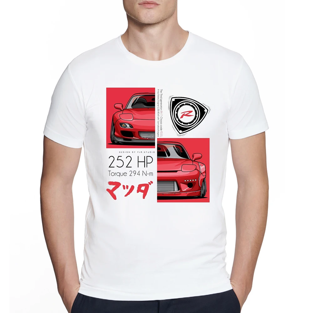 New Summer Fashion Men Legends Red yellow blue Rx7 252HP torque 294N-m Print T-Shirt Hip Hop Boy Casual Tops Car Sport Tees