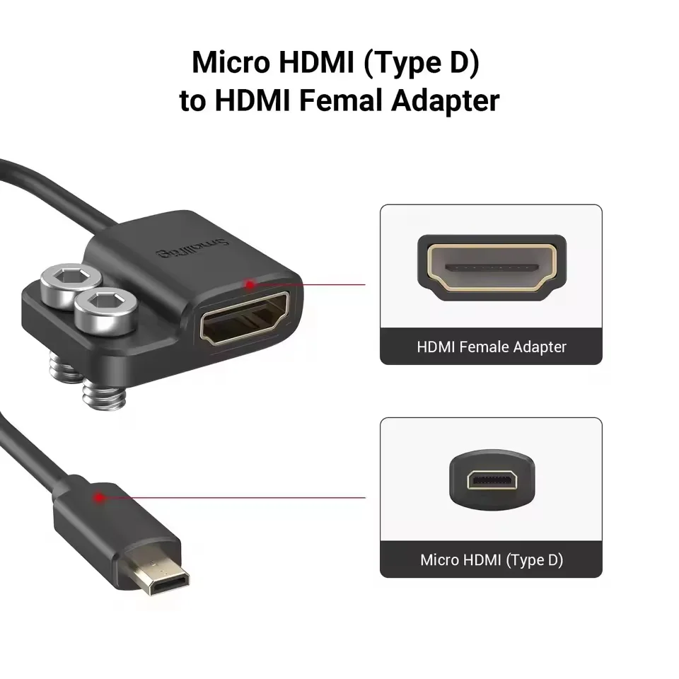 SmallRig Ultra Slim 4K Adapter Cable Full Size Male to Femal A to A/C to A /D TO A for BMPCC 4K 6K for Sony A7SIII for Panasonic