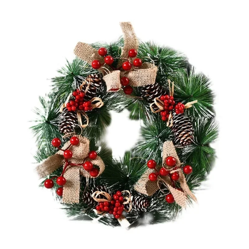 

Indoor and Outdoor Holiday Simulation Wreath for Door and Window Hanging PVC Material with Sturdy Loop for Christmas Decoration