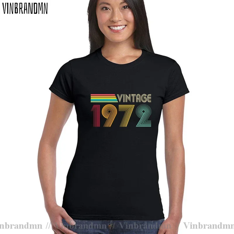 Vintage 1972 T Shirt women Retro 1970s apparel Made in 1972 T-shirt 49 Years Old Birthday Party Gift Tee shirt Slim fit Tops Tee