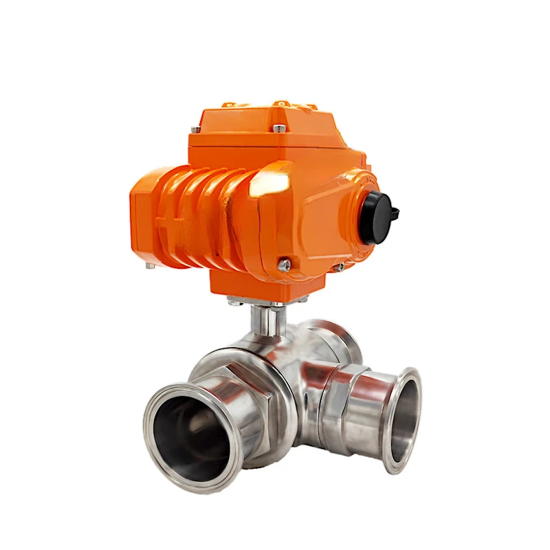 Electric three-way quick installation (clamp) ball valve Q984/5F-16P environmentally friendly chemical water  energy equipment