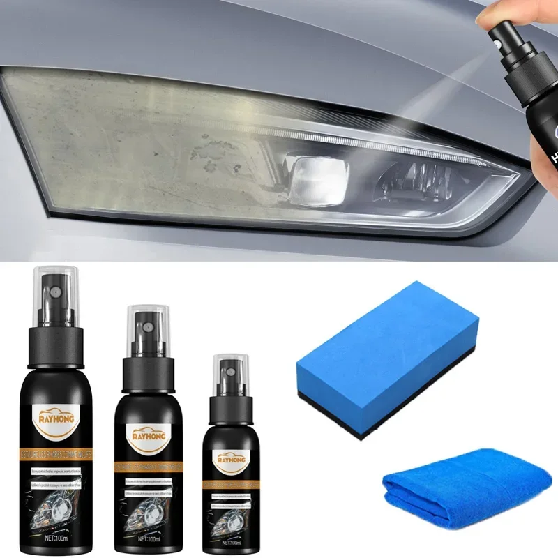 Car Headlight Polish Restoration Kit Liquid Repair Auto Head Light Repair Spray Polishing Kit Car Cleaning Restorative Liquid