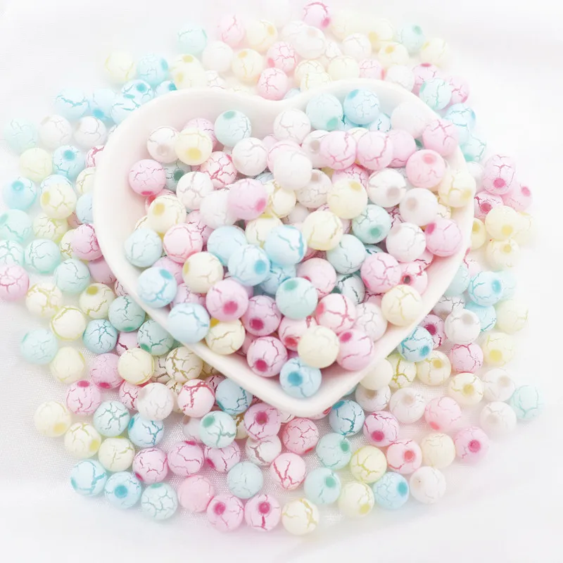 8/10mm Round Macaron ABS Imitation Pearls Beads  Frosted Symphony Crack Beads Crafts for DIY Bracelets Necklaces Jewelry Making