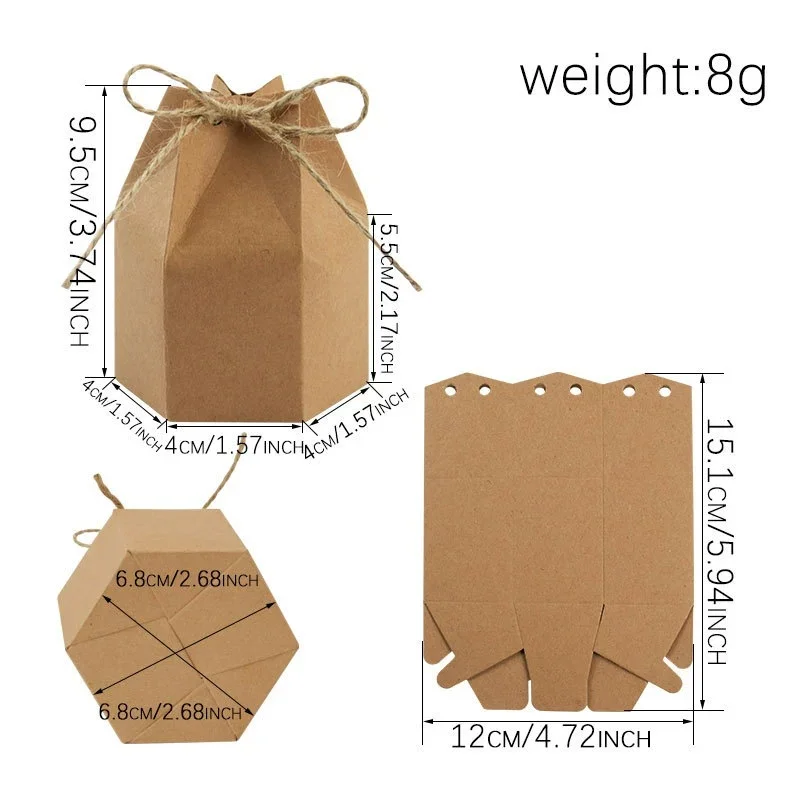 10–30 Stück Retro-Geschenkbox aus Kraftpapier, weiß, braun, für Kekse, Süßigkeiten, Verpackungsbeutel mit Seil, Anhänger, Geburtstag, Hochzeit, Party, Geschenke, Zubehör – Detail 5
