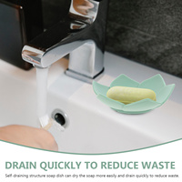 2pcs Silicone Dish Holder Self-Draining Lotus-Shaped Anti-Slip Tray For Bathroom Kitchen Creative Soap Box Storage Rack